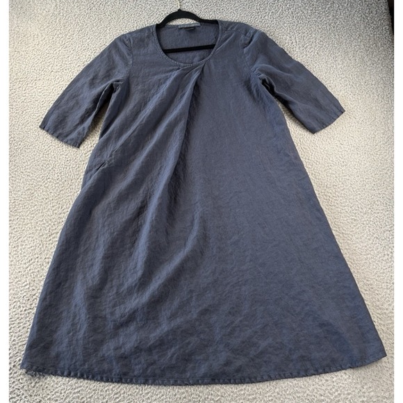 Elemente Clemente Dresses & Skirts - Elemente Clemente‎ Linen Dress Womens 1 Lagenlook Minimalist Blue Pocket